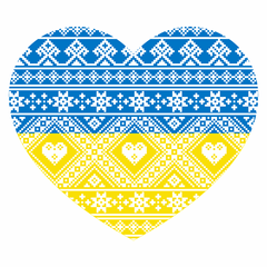 Полотно на картоні з контуром Серце України, 30х30 см, бавовна, акрил, Rosa START