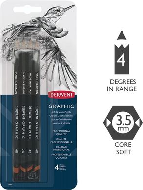 Набор графитных карандашей Graphic Designer Soft, 4 штуки, Derwent
