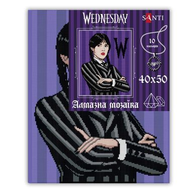 Алмазна мозаїка ТМ SANTI Венздей Адамс, 40x50 см, на підрамнику