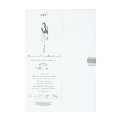 Альбом-склейка для маркерів у папці Authentic А4, 100 г/м2, 50 аркушів, білий, Smiltainis