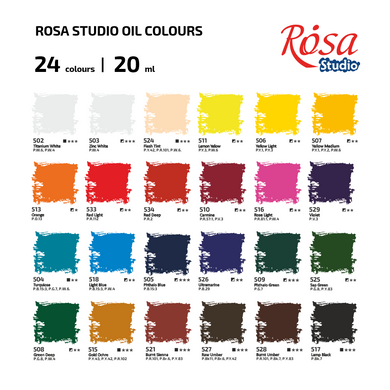 Набір олійних фарб, 24 туби по 20 мл, блістер, ROSA Studio