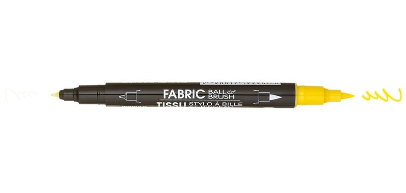 Маркер Жовтий, для світлих тканин, двосторонній, 122-S, Fabric Ball & Brush, Marvy