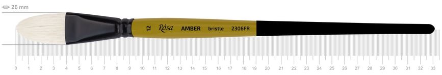 Пензель Amber 2306FR, №12, щетина, овальний, довга ручка, Rosa