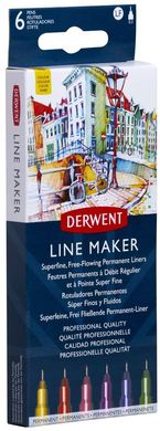 Набір лайнерів Line Maker Colour, кольорові, 6 штук, Derwent