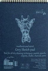 Альбом для ескизов на спирали Authentic А4, 180 г/м2, 30 листов, серый, Smiltainis