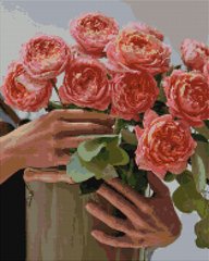 Алмазна мозаїка Букет півонієвидних троянд, 40x50 см, Brushme