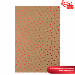 Бумага дизайнерская Red Hearts, А4, 21x29,7 см, 225г/м², двусторонняя, матовая, с тиснением, ROSA TALENT