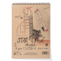 Альбом для маркерів на спіралі Star T А4, 21х29,7 см, 75 г/м2, білий, 20 аркушів, Smiltainis