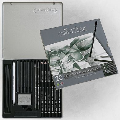 Набір олівців для рисунку Black Box, металева коробка, 20 штук, Cretacolor