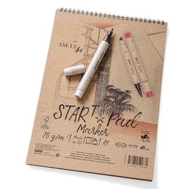 Альбом для маркерів на спіралі Star T А4, 21х29,7 см, 75 г/м2, білий, 20 аркушів, Smiltainis