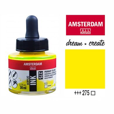 Туш акрилова AMSTERDAM INK (275) Первинний жовтий, 30мл, Royal Talens