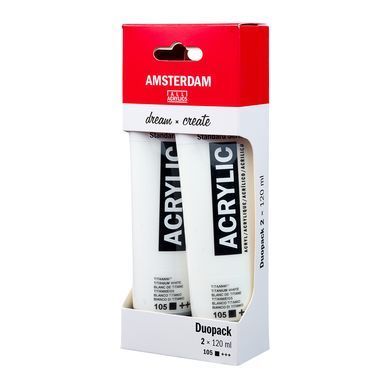 Набір акрилових фарб AMSTERDAM (105), білила титанові, 120 мл, 2 шт, Royal Talens