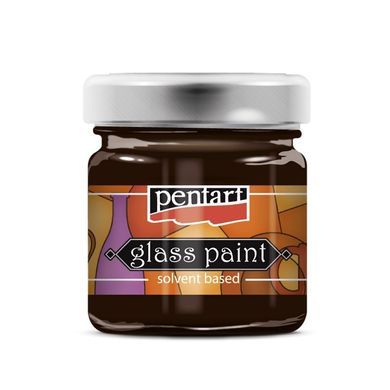 Краска витражная Glass paint, на основе растворителя, холодной фиксации, Коричневая, 30 мл, Pentart