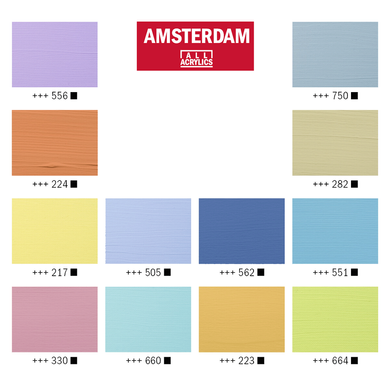 Набір акрилових фарб AMSTERDAM PASTELS, 12 кольорів, по 20 мл, Royal Talens