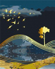 Картина за номерами Птахи ночі із золотою фарбою, 40х50 см, Brushme