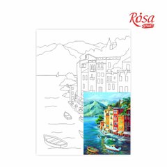 Полотно на картоні з контуром, Морські пейзажі №1, 30x40 см, бавовна, акрил, Rosa Start
