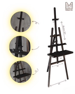 Мольберт студійний підлоговий 180 см, велика підставка для фарб та палітри, Molbert Art