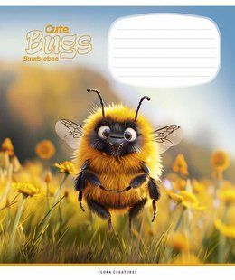 Тетрадь ученическая Cute bugs А5, 12 листов в косую линию, вододисперсионная обложка, Школярик
