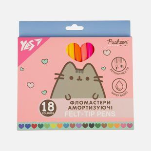 Фломастери Yes Pusheen, амортизуючі, 18 кольорів