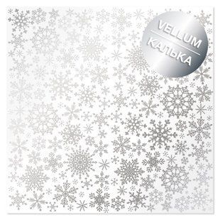 Веллум зі срібним візерунком Silver Snowflakes, 29,7х30,5 см, 90 г/м&sup2;, аркуш, Fabrika Decoru