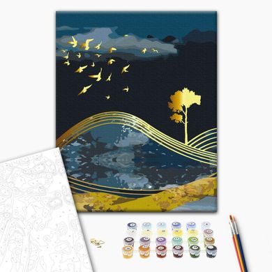 Картина за номерами Птахи ночі із золотою фарбою, 40х50 см, Brushme