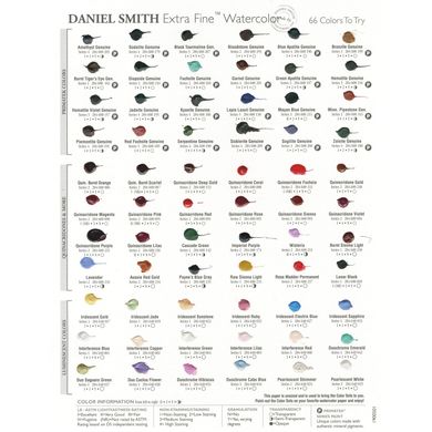 Дот-карта акварельных красок Daniel Smith, 66 цветов