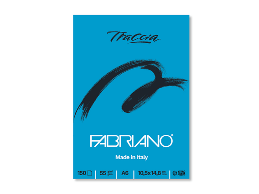 Альбом-склейка для каліграфії та графіки Traccia А5, 55 г/м2, 150 аркушів, білий, прозора, Fabriano