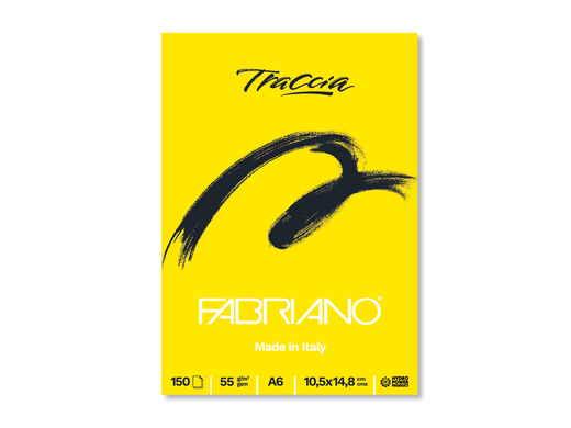 Альбом-склейка для каліграфії та графіки Traccia А5, 55 г/м2, 150 аркушів, білий, прозора, Fabriano