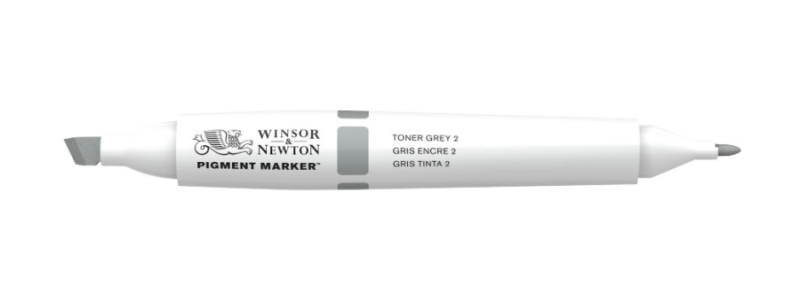 Маркер двосторонній, Pigment marker, (144) Сірий тонер 2, Winsor & Newton
