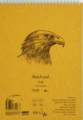 Альбом для ескізів на спіралі Authentic Kraft А4, 90 г/м2, 20 аркушів, коричневий, Smiltainis
