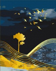Картина по номерам Природа ночи с золотой краской, 40х50 см, Brushme