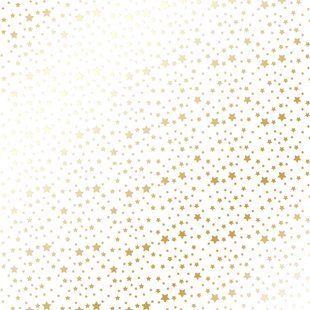 Лист одностороннього паперу з фольгуванням, дизайн Golden stars White, 30,5 см x 30,5 см