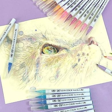 Набір маркерів ZIG Clean Color real brush colors, 12 штук, Kuretake