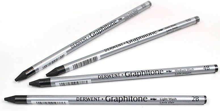 Набор графитных водоростворимых карандашей Watersoluble Graphitone, 4 штуки, Derwent