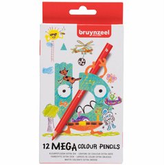 Набір дитячих кольорових олівців Mega Colour, товсті, 12 шт, Bruynzeel