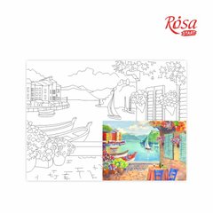 Полотно на картоні з контуром, Морські пейзажі №3, 30x40 см, бавовна, акрил, Rosa Start