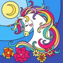 Картина по номерам Магический Единорог, 25х25 см, неоновые краски, Santi