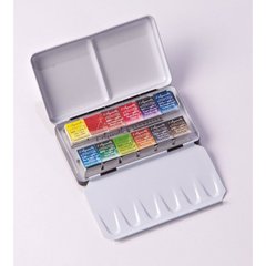 Набор акварельных красок серии L'Aquarelle Sennelier Pocket, 12 цветов, полукювета, металлический пенал-палитра