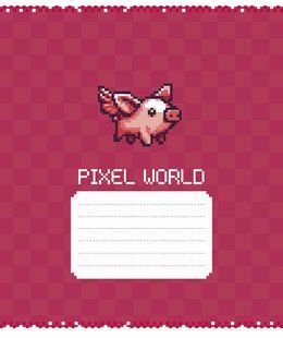 Тетрадь ученическая А5, 12 листов в клетку, ВД-лак, Pixel world, Star