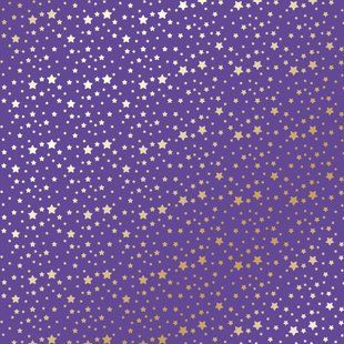 Папір з тисненням Golden stars, Lavender, 30,5x30,5 см, 200г/м&sup2;, фольгований, односторонній, аркуш, Fabrika Decoru