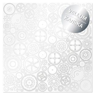 Веллум зі срібним візерунком Silver Gears, 29,7х30,5 см, 90 г/м&sup2;, аркуш, Fabrika Decoru